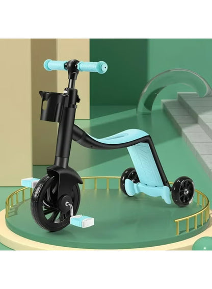 3-in-1 Kids Scooter, Convertible Design Adjustable Height - blue