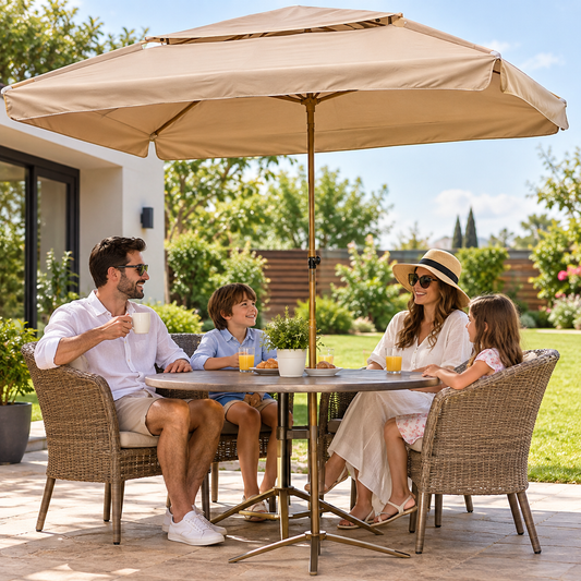 Large 3-Color Rain and Sun Protection Umbrella – Outdoor Garden Umbrella with Lighting by Happy Kiddo
