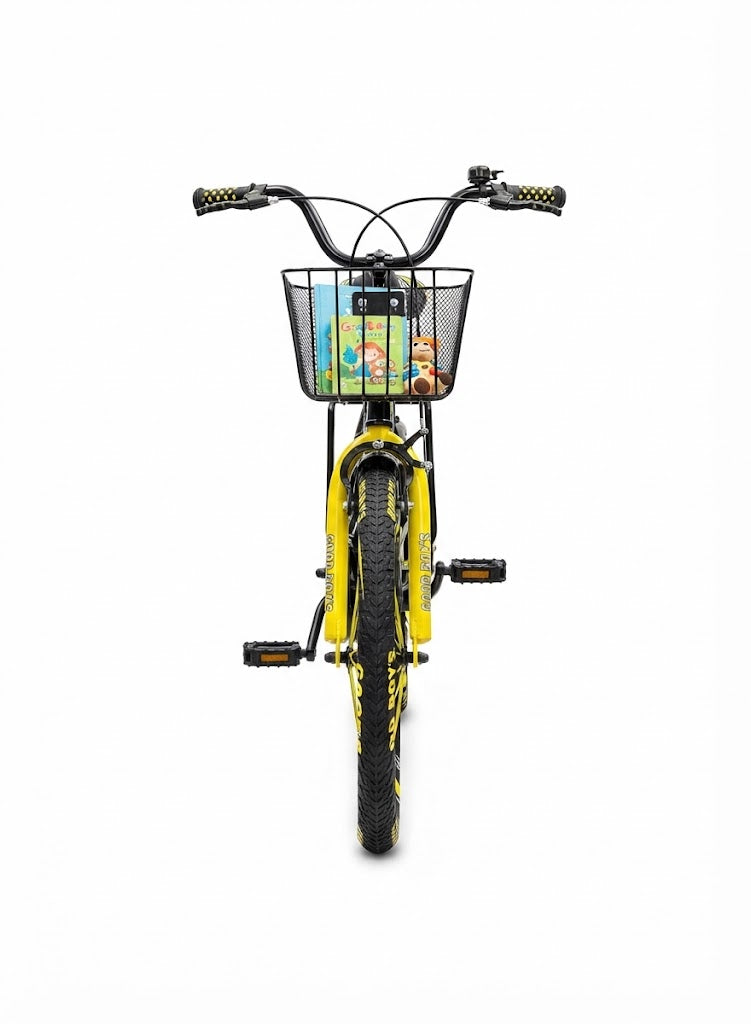 Good Boy Kids Bike, 20 Inches wheels size Children Bikes for Boys Girls Age 3-8 Years w/Training Wheels, Handbrake, Coaster Brake & Removable Basket, Kids Bicycle of YELLOW color