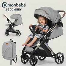 👶 Monbébé 6600 GREY Luxury Stroller – Modern elegance and ultimate comfort for your baby!