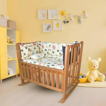 Baby Folding Wooden Bed With Mattress, 100×60cm - Multicolor