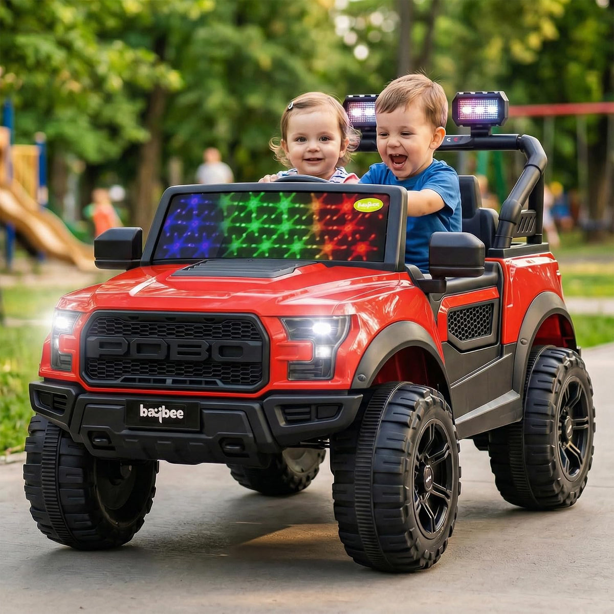 Baybee Bronco Electric Ride-On Jeep | 3–8 Years | Red