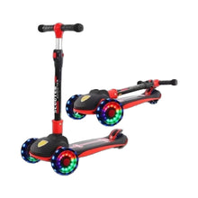 Kids Scooter, 3-Wheel,LED Light, Red, 3-12 Years