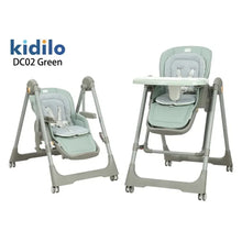 Kidlio 3-in-1 Height-Adjustable Baby High Chair and Rocker with Footrest – A versatile chair (high chair and rocker) featuring an adjustable backrest and removable tray; color: green.