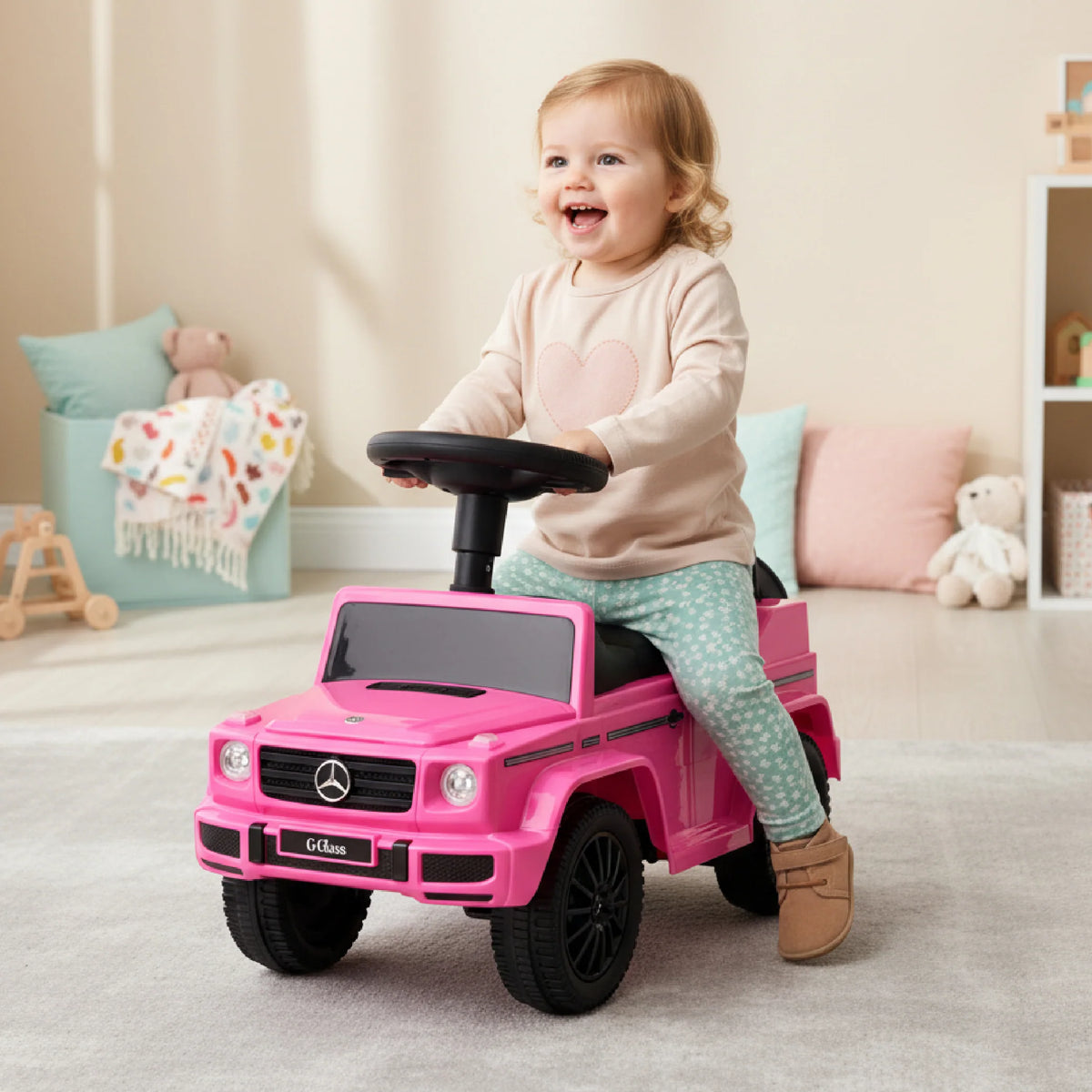 TICTOYS  Ride-On Push Car | Push Handle & Storage | Pink