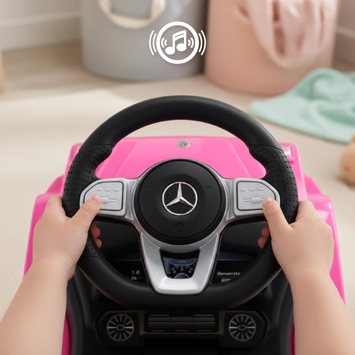 TICTOYS  Ride-On Push Car | Push Handle & Storage | Pink