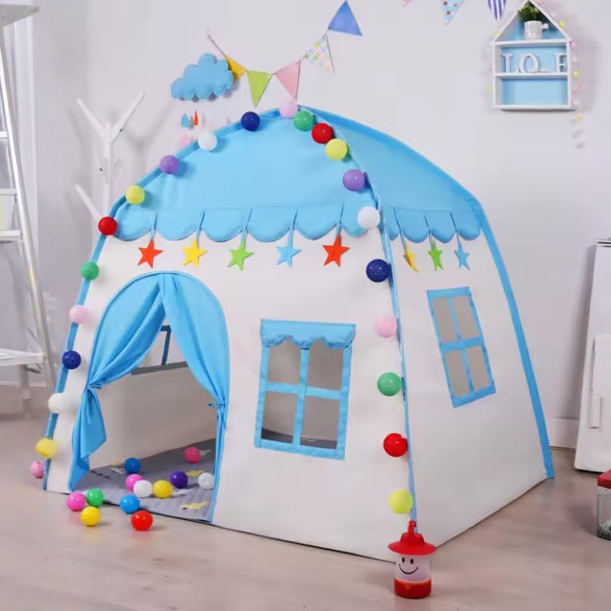 KIDSZONE Castle Play Tent with Lights | Blue