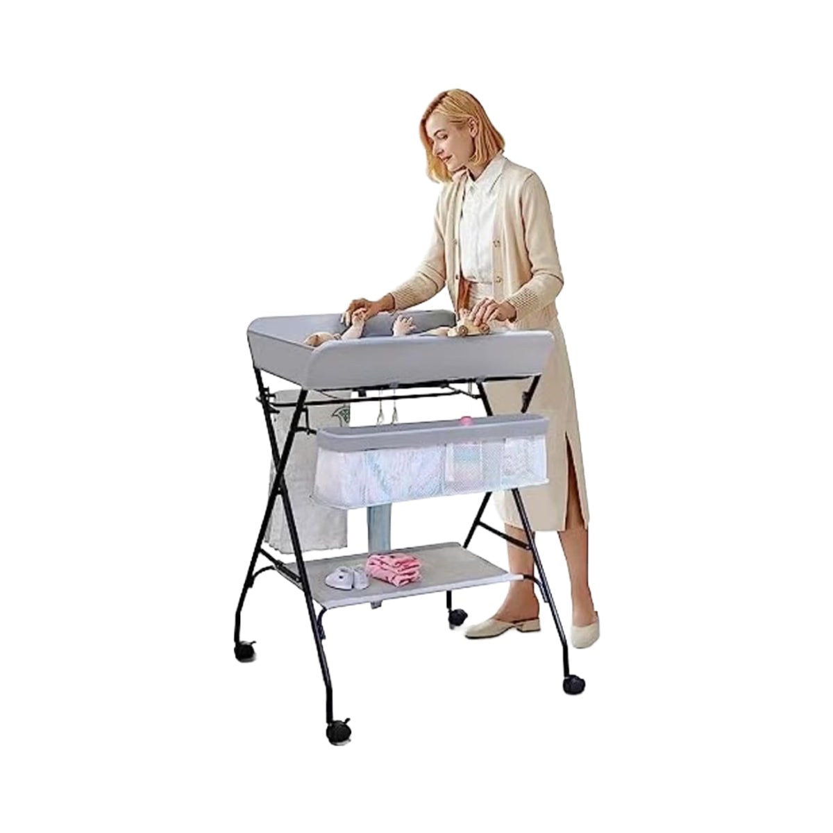 Occuwzz Foldable Baby Changing Table with Storage – Grey
