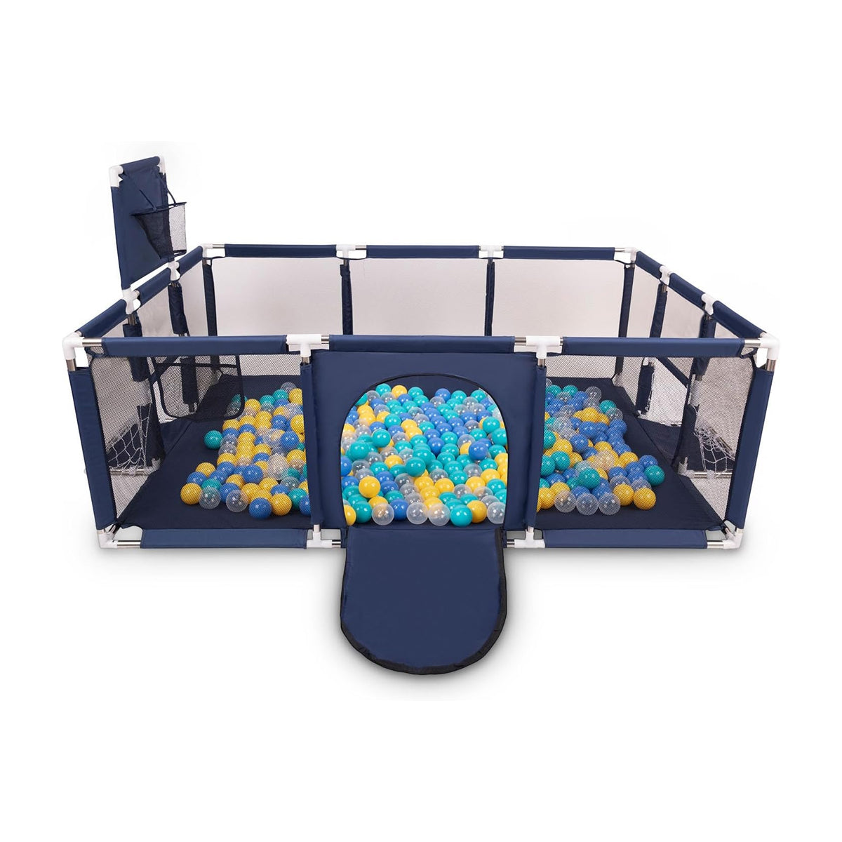 SELONIS Baby Playard With 100 Plastic Balls Foldable Play Area Basketball Football
