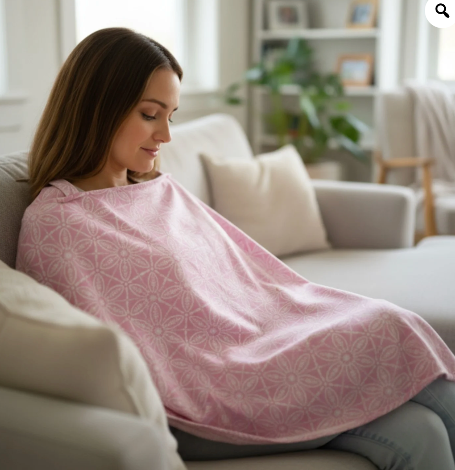 Premium Cotton Nursing Cover Pink With Support