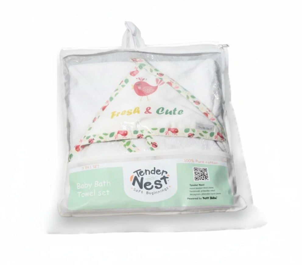 Baby Bath Towels Birds Set Of 5 Pieces