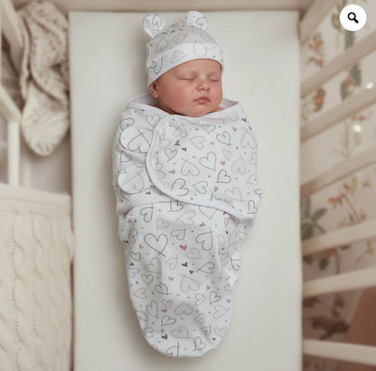 Baby Swaddle Hearts With Hat