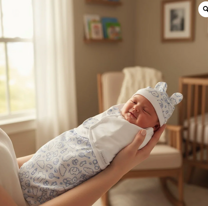 Baby Swaddle Shower Blue With Hat