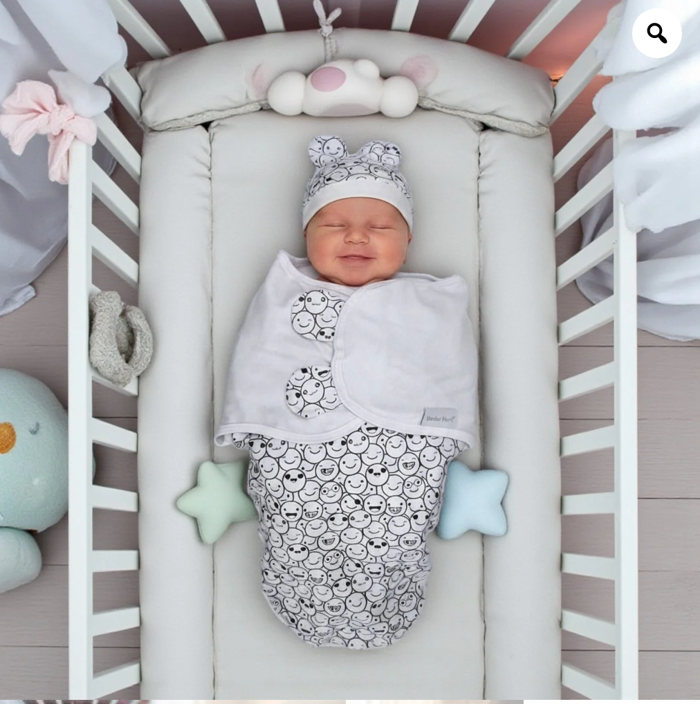Baby Swaddle SMILEY Black With Hat