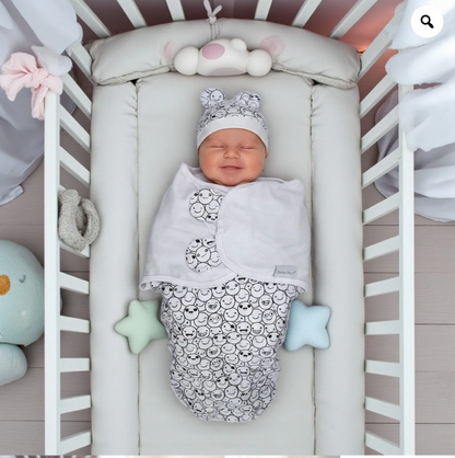 Baby Swaddle SMILEY Black With Hat