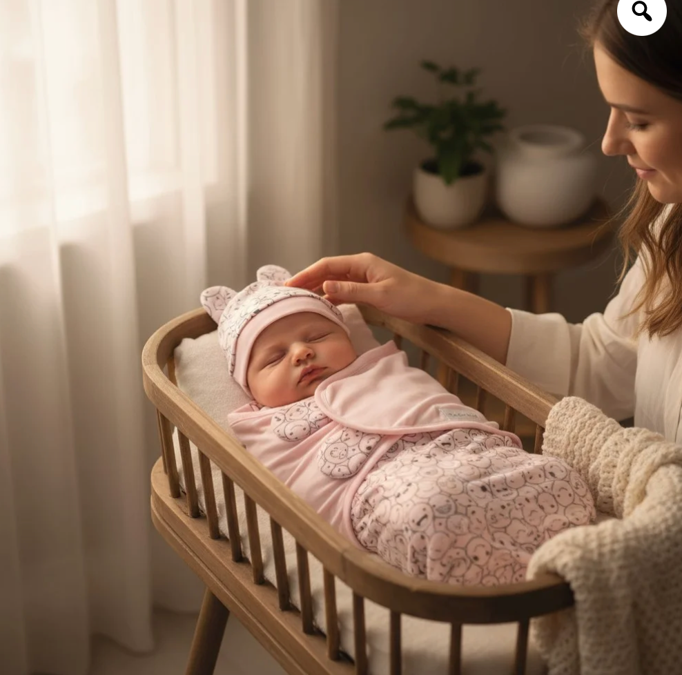 Baby Swaddle SMILEY Pink With Hat