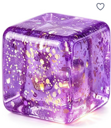 Glitter Cube Stress Ball Fidget Toy, Squishy Sensory Relief for Kids & Adults