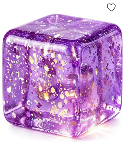 Glitter Cube Stress Ball Fidget Toy, Squishy Sensory Relief for Kids & Adults