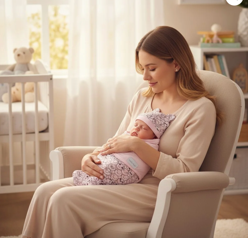 Baby Swaddle SMILEY Pink With Hat