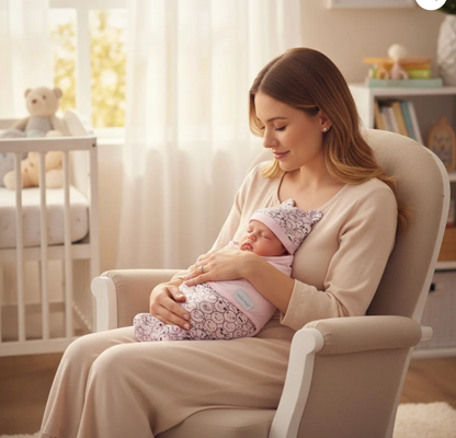 Baby Swaddle SMILEY Pink With Hat
