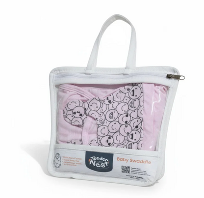 Baby Swaddle SMILEY Pink With Hat
