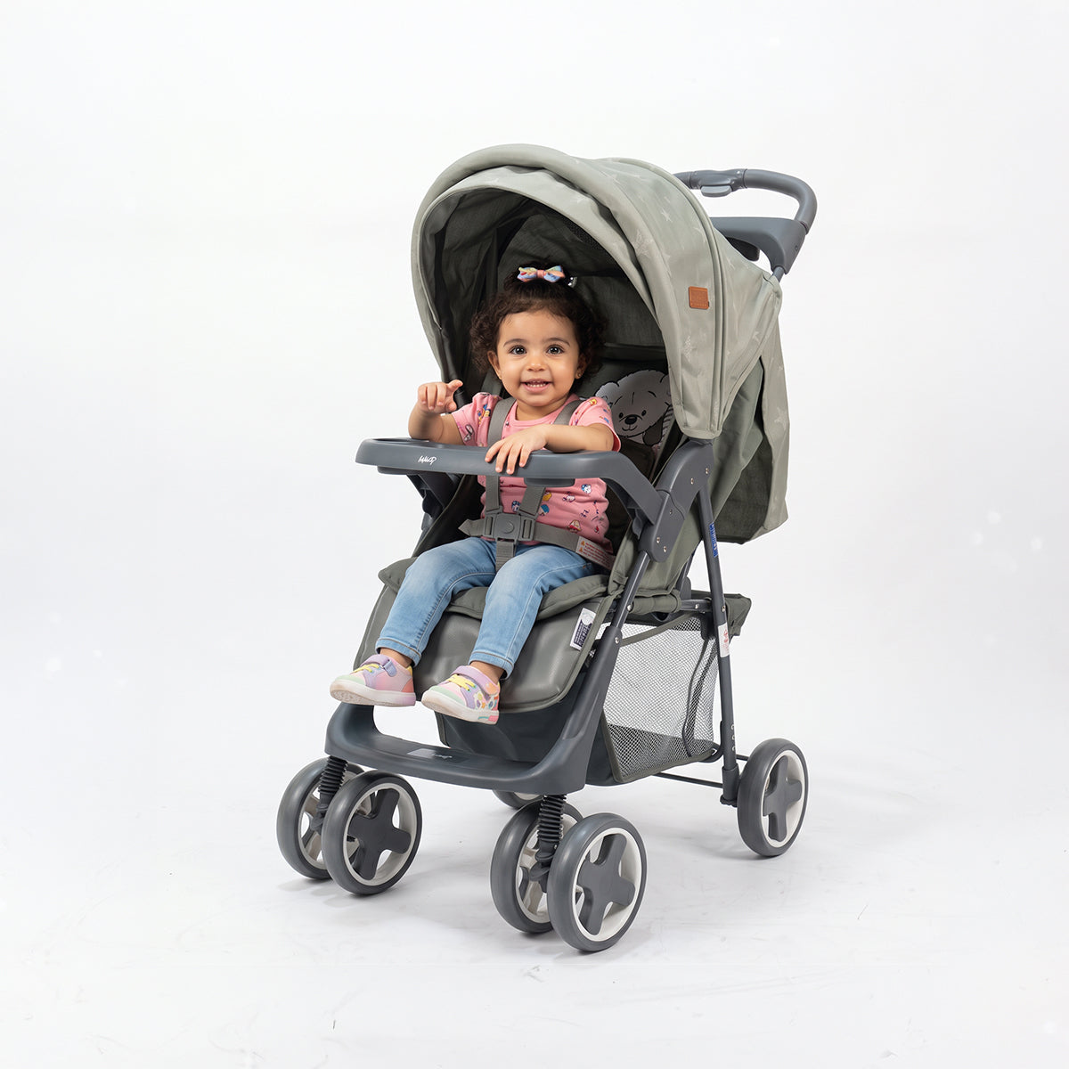 infinity Baby Stroller comfortably Foldable, One-Handed, 5-Point Safety Belts, Fits up to 30 kg_grey