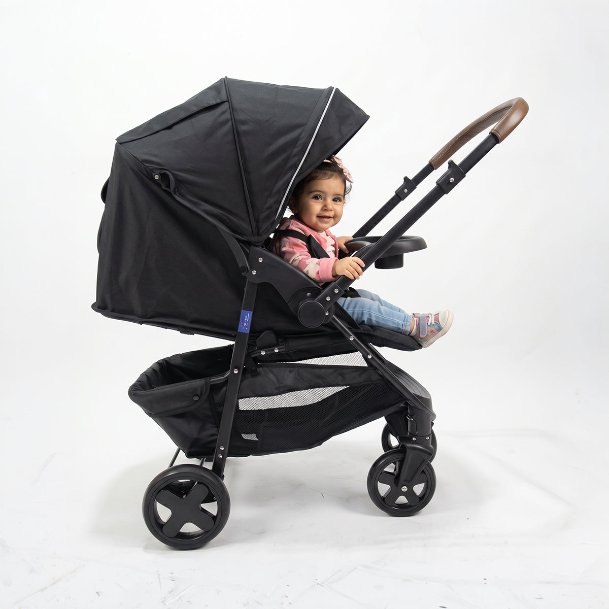 infinity Baby Stroller comfortably Foldable, One-Handed, 5-Point Safety Belts, Fits up to 30 kg_black