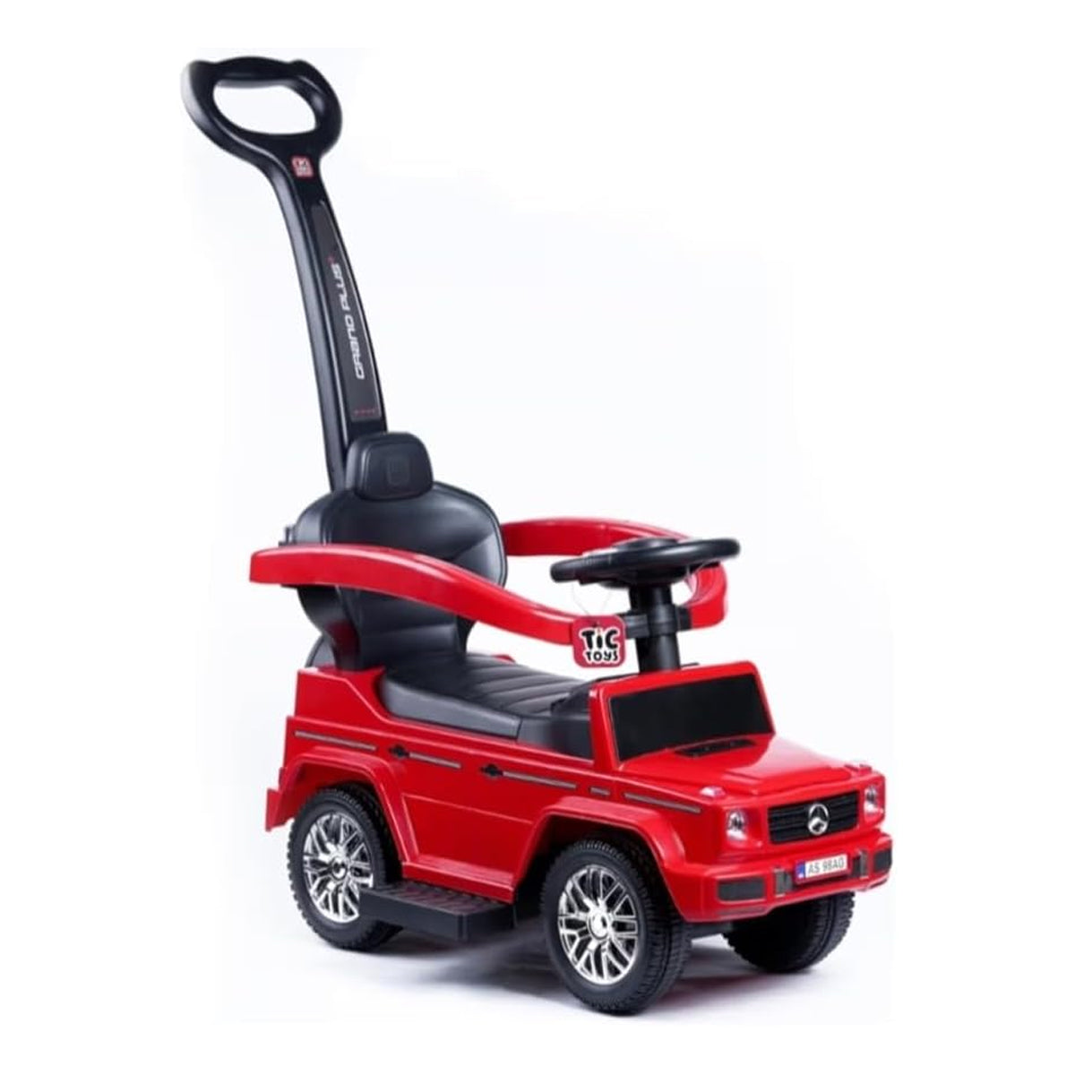 TIC TOYS Kids Ride-On Push Car with Parent Handle - Red