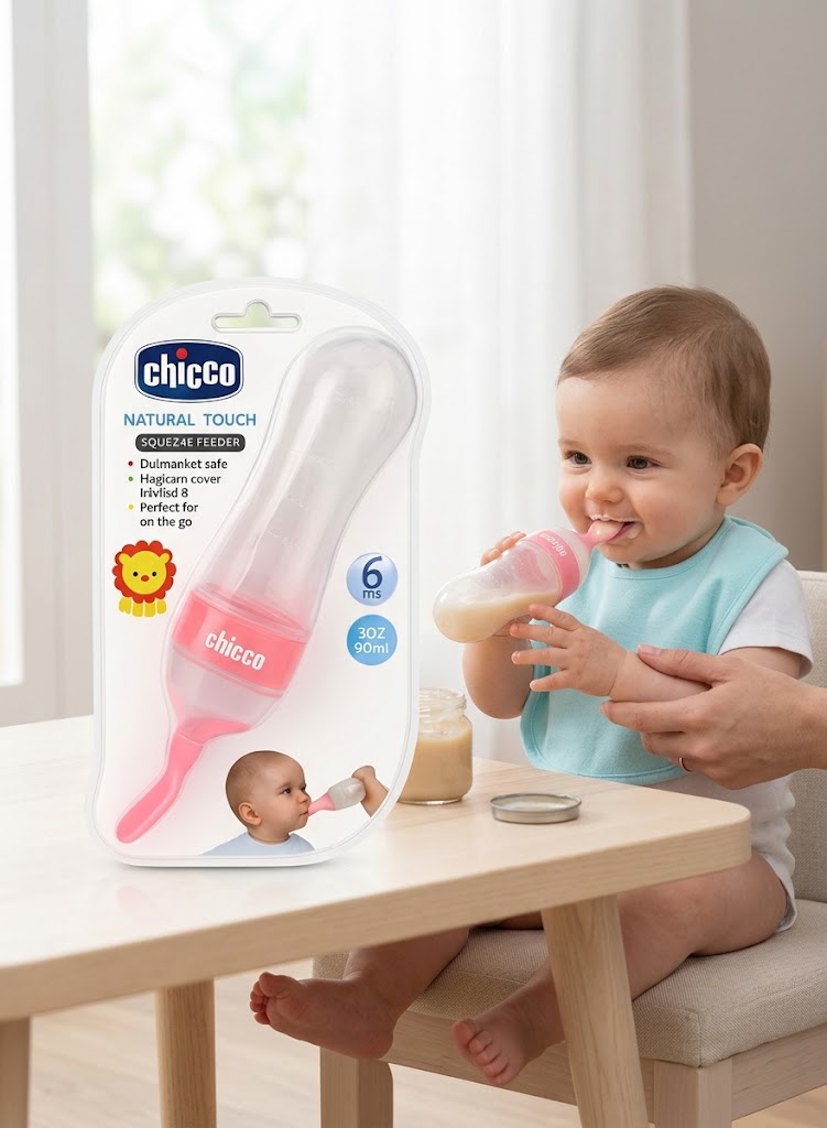 Silicone Baby Spoon Feeder Bottle – Squeeze Feeding Bottle for Purees & Cereal – BPA Free – 90ml – From 6 Months+