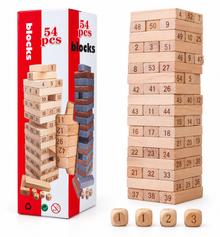 Classic Wooden Tower Game (54 pieces) – A visual and intellectual challenge for everyone and the whole family! 🎲🪵