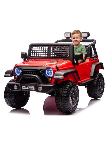 12V Kids' Ride-On Car with a Durable Jeep-Style Design and Remote Control – Red. The Perfect Choice and Gift for Your Child from Happy Kiddo.
