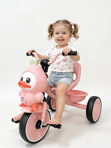 The best gift for your little girl from Happy Kiddo! A safe and comfortable tricycle featuring a cute duckling design  pink🎀