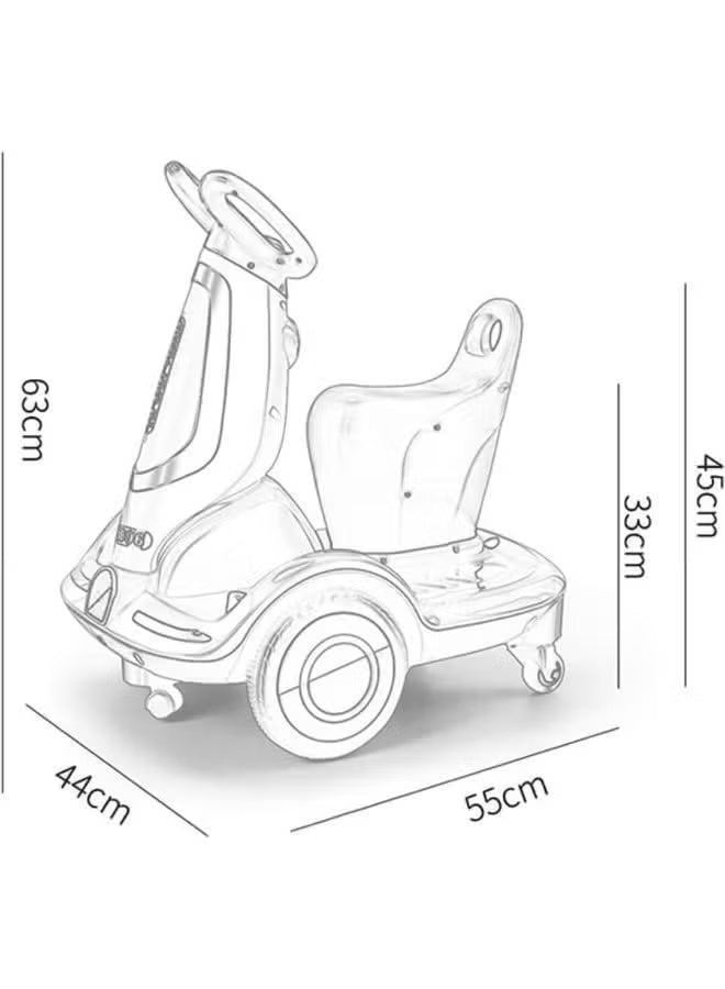 Kids' electric scooter with 4 wheels, 360-degree rotation, and LED lights – 6V rechargeable battery – Red color