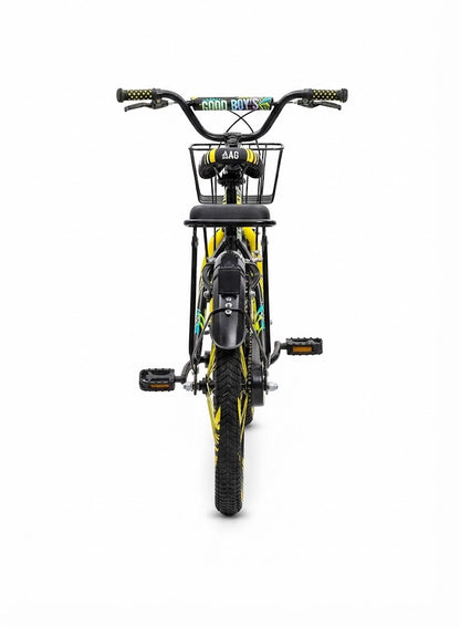 Good Boy Kids Bike, 20 Inches wheels size Children Bikes for Boys Girls Age 3-8 Years w/Training Wheels, Handbrake, Coaster Brake & Removable Basket, Kids Bicycle of YELLOW color