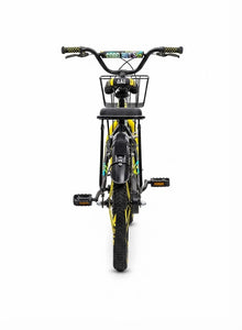 Good Boys 16-Inch Kids Bicycle with Training Wheels, Front Basket, and Rear Passenger Seat - Black & Yellow By Happy Kiddo