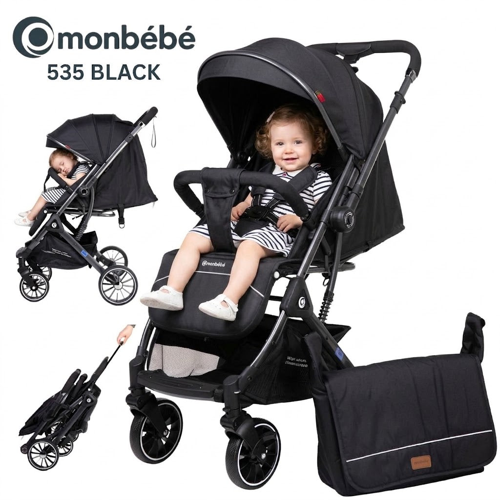 👶 Monbébé 535 BLACK Stroller – Luxury, elegance, and ease, all in one!