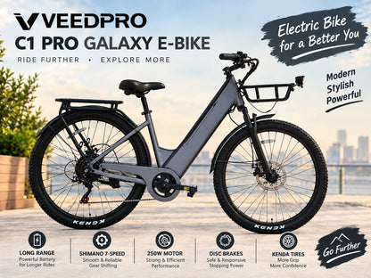 C1 PRO GALAXY Electric Bike – Go Further (Gray)🚴