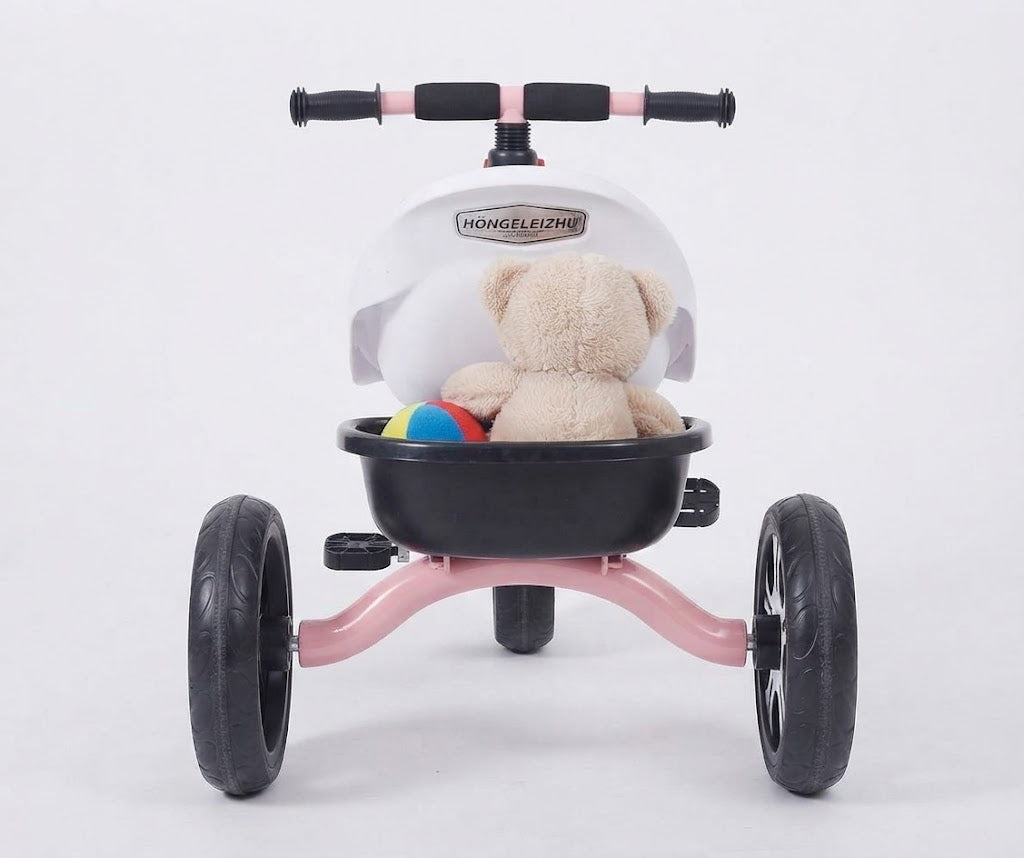Tricycle, For 2-6 Years Old, 5-in-1 Kids Bike, Foldable, Adjustable Handle/Seat Height, Strained Bike, Children's Bicycle, BY HAPPY KIDDO (pink)