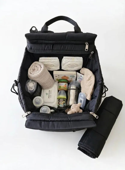Uni. Baby Diaper Bag Set – Stylish Black Baby Nappy Bag with Changing Mat and Bottle Holder