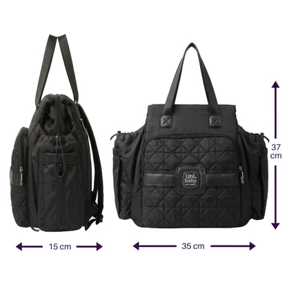 Uni. Baby Diaper Bag Set – Stylish Black Baby Nappy Bag with Changing Mat and Bottle Holder