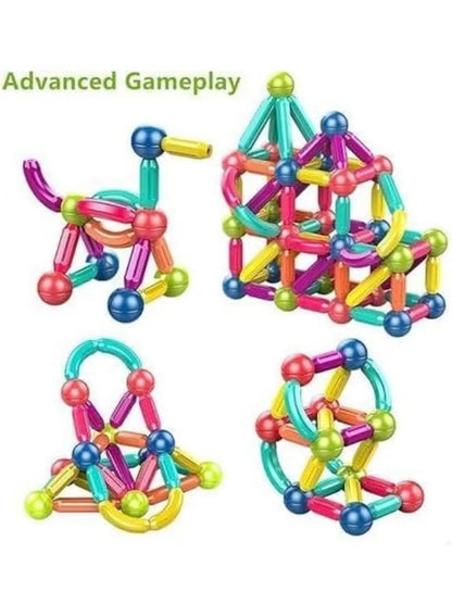 Magnetic STEM Building Set – A 36-piece educational stick-and-ball set (Montessori-style) for toddlers, brought to you by Happy Kiddo for more fun time with your child.