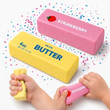 Happy Kiddo Squishy Butter-Themed Fidget Toy (2-Piece Set) – Realistic, Stress-Relieving Foam Desk Toy (Salty Butter & Strawberry Styles), Slow-Rising, 13cm, Battery-Free, Suitable for Kids and Adults.