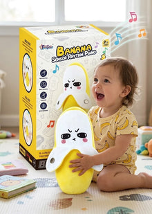 Happy Kiddo Interactive Electronic Plush Toy for Kids – Responds to Rhythm and Sings; Fun Talking Banana Plush Toy with Music and Touch Sensor; Soft Musical Gift for Boys and Girls.