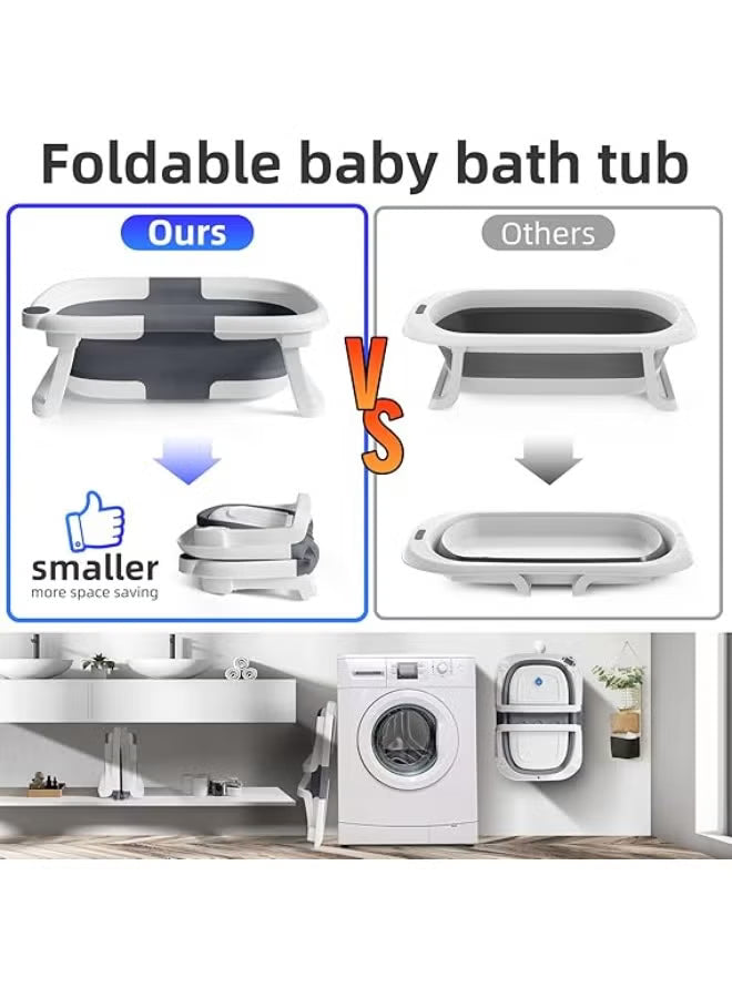 Foldable Baby Bath Tub with Cushion – Grey