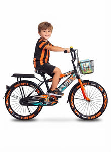Good Boy Kids Bike, 20 Inches wheels size Children Bikes for Boys Girls Age 3-8 Years w/Training Wheels, Handbrake, Coaster Brake & Removable Basket, Kids Bicycle of ORANGE color