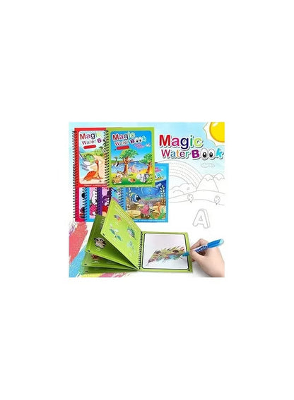 Magical Watercolor Book for Kids, Endless Fun with Water (Pack of 4 Books) Reusable Watercolor Painting Board with Large Water Pen, Aqua Doodle Birthday Gift