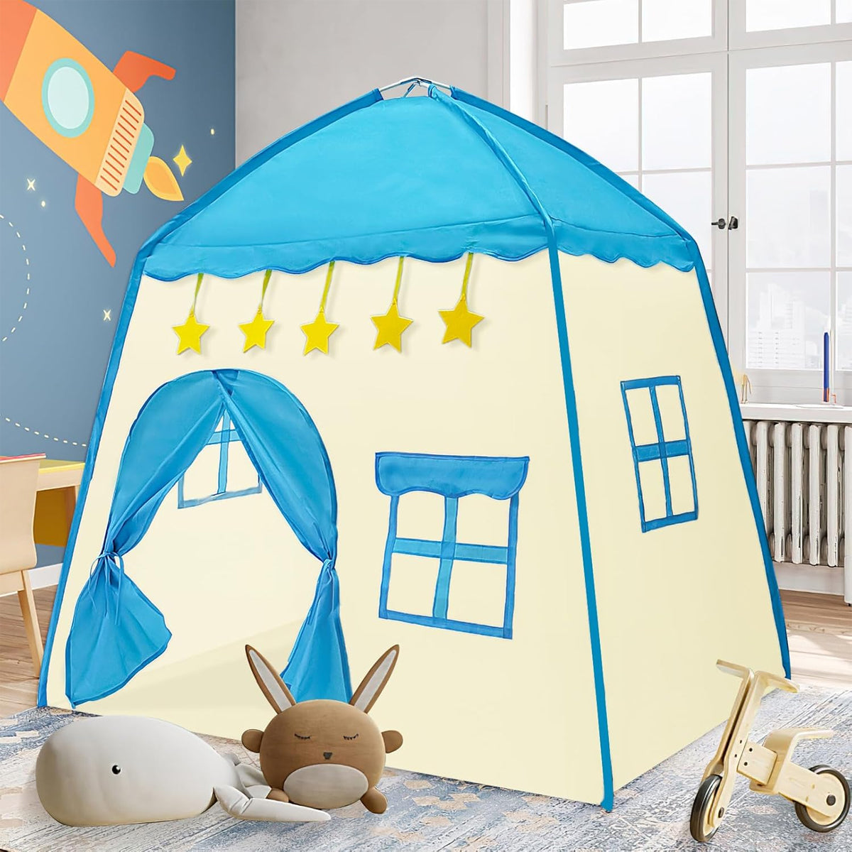 deAO Castle Play Tent | Indoor & Outdoor | Blue