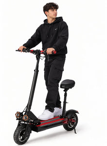 Crony Electric Scooter for Youth (with comfortable seat and LED lighting) – Red in Black