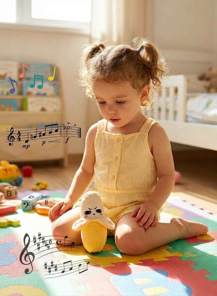 Interactive Musical Sensory Banana Toy for Babies – Soft Plush Toy with Sounds – Educational Sensory Activity Toy – Fun Birthday Gift from Happy Kiddo (Banana)