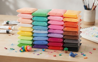 Happy Kiddo 36-Color Non-Toxic Air-Dry Clay Set – Soft, Lightweight Magic Clay for Creative Crafts and Modeling Fun